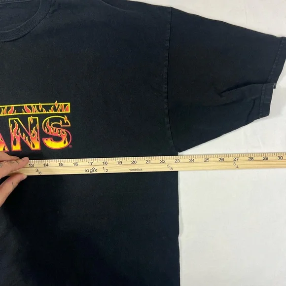 Vans Shirt Men's Medium Black Flaming Logo Off The Wall Graphic Tee Short Sleeve - Picture 5 of 6